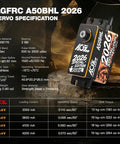 Low Profile Brushless RC Servo With 19Kg Torque, 0.073s Per 60 Degrees At 8.4V, Programmable, 25T Metal Horn, For 1/10 And 1/12 Scale Drift Cars And Trucks, A50BHL 2026 Special Edition Celebration Model with black and orange design