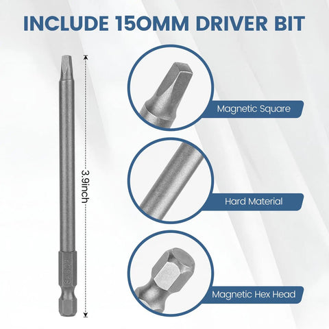 Big 1000 Pcs Pocket Hole Screws Set For DIYers With Five Sizes From Eight By One Inch To Eight By Two And A Half Inch Blue Anti Rust Coating Self Tapping Wood Screws Plus 150 Millimeter Drive Bit showing magnetic square and hex head