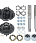 Two Sets Of 4 On 4 Inch Trailer Hub Kit With 1 Inch BT8 Spindle And Bearing Kit Includes Two Idler Hubs With Lug Nuts