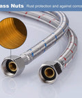 Straight Up Heavy Duty Faucet Supply Lines 3/8 Inch To 3/8 Inch Female Compression Thread 1 Pair connects faucets with brass nuts.