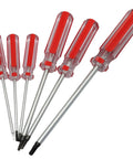 Six Piece Triangle Screwdriver Set With Magnetic Tips And Red Handles For Electronics And Toys Includes 1.8 2.0 2.3 2.7 3.0 4.2mm Bits