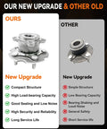 Comparison of 2 Pack Rear Wheel Bearing Hub Assembly 512374 for Toyota RAV4 2006-2018 and Lexus NX300h 2015-2021, highlighting upgrades.