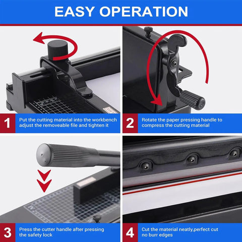 Instructional guide for Heavy Duty A4 Paper Cutter With Metal Base Trimming Machine For Scrapbooking Office Copy Shop