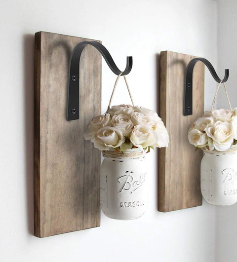 4 Pack Iron Wall Hooks For Hanging Plant Lanterns And More Dope Versatile Outdoor Indoor Metal Brackets holding mason jar sconces