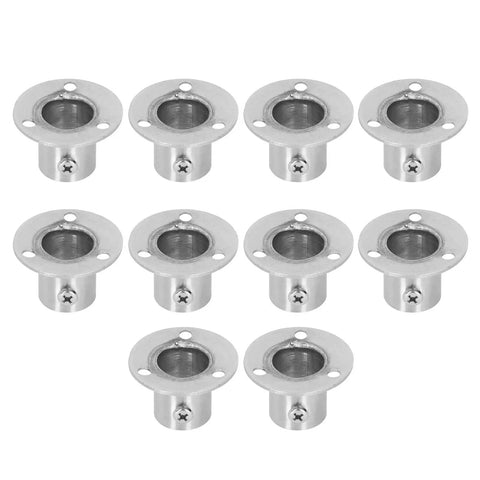 10 Set Flanged Holder Base For Closet Rods And Wardrobe Tubes Stainless Steel Bracket With Screws For A Solid No Wobble Closet Cupboard Desk Or Bed Rod System