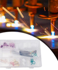 Top Notch 31 Pack TIG Torch Consumables Kit For WP17 WP18 WP26 with collets, cups, and nozzles in a clear case.