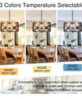 Six Light Dining Room Chandelier Over Table With Adjustable Height, Dope Black Farmhouse Drum Pendant Light in three color temperatures