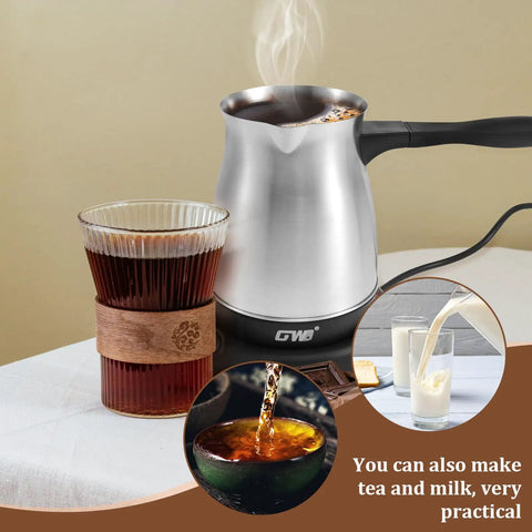 Turkish Coffee Maker 600ml Electric Stainless Steel Kettle For Home Or Travel Road Trip Ready With Ergonomic Handle And Quick Brew 110V Coffee Machine Delivers Rich Aroma On The Go next to brewed coffee