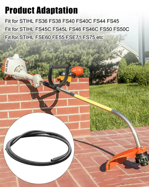 Flexible Drive Shaft For Outdoor Power Tools Compatible With FS36 FS38 FS40 FS40C FS44 shown beside a practical trimmer setup.