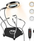 Helping Hands Soldering Station Workbench Ready Pro Grade With 3X Magnifying Glass And Dimmable LED Flexible 4 Arm Soldering Stand