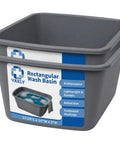 Rectangular Plastic Wash Basin Set 7 Qt Small Portable Bedside Soaking Tub Pack Of 2 with measurement markings, gray color