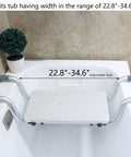 Heavy Duty Aluminum Bath Bench Seat For Tub Adjustable Width 22.8 To 34.6 Inches fitted on bathtub edges