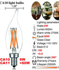 Effortless Dimmable E12 LED Bulb 6W 60W Equiv 2700K Warm Glow 600 Lumens Clear CA10 CA11 Candelabra Bulbs specifications