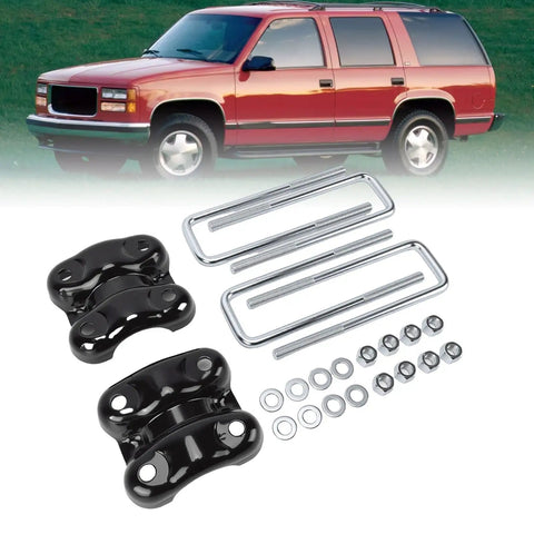 Beef Up Your Chevy With Rear Axle U Bolts And Plates Kit For 2.5 Inch Wide Leaf Springs, 8.75 Inch U Length, Replacement Hardware For C1500 K1500 1988-2000, Solid Axle Support Upgrade, U-bolts, plates, nuts, washers