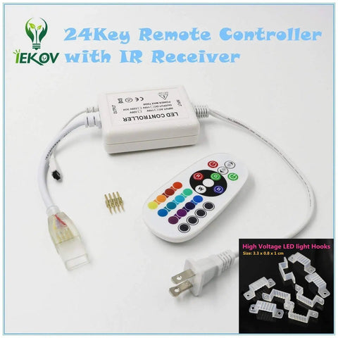 RGB LED Strip Light 65.6ft 20m AC 110 120V Waterproof Rope Light With Remote Dimmable SMD5050 Multicolor Accessories