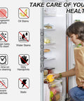Refrigerator Door Handle Covers Pack Of 2 16 By 4 Inches keeps handles clean from fingerprints, woman placing fruit in fridge.