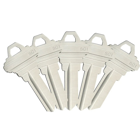 SC1 5 Pin Key Blanks Pack Of 50 Brass Silver Blank Keys For Schlage C Keyway Locksmiths And Home Key Replacement Projects