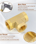 Beefy Two Pack One Quarter Inch NPT Female Brass Tee Fittings Three Way Street Tee Barstock Forged Brass Pipe Fittings Female
