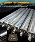 Top Shelf Five Piece Stainless Steel Roller Set For Diy And Commercial Uses Featuring Galvanized End Caps And Hella Tough Erosion Guard for smooth transport.