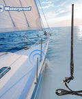 16 Inch Rubber Duck Flexible Mast Boat Radio Antenna For FM AM Stereo, Works Great On Boat Car RV Motorhome ATV UTV Tractor Yacht Motorcycle, DIN Plug 88-108MHz Reception, Easy Install, Dockside Ready displayed on sailboat