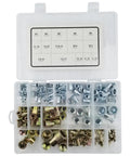 Pro Grade 16 Inch Lever Style Rivet Nut Tool Kit with Visual Stroke Indicator includes 15 mandrels for metric and SAE threaded inserts.