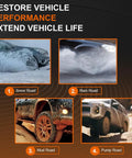 Vehicles driving on snowy, rainy, muddy, and bumpy roads for performance enhancement