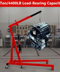 2 Ton Cherry Picker Engine Hoist Heavy Duty Folding Hydraulic Crane With 6 Casters lifting engine in garage