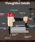 18 Gauge 2 In 1 Pneumatic Nail Gun And Narrow Crown Staple Gun showing detailed features for upholstery finishing