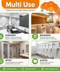 Promotional image for Ten Pack Long Lasting Orange Scent Urinal Screens Deodorizers With Splash Control Tech for various restrooms.