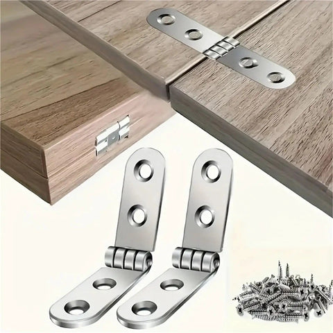 Stainless Steel 180 Degree Folding Hinge Set with Buffer for Cabinets and Sewing Machine Cabinets, 10 Sets, Smooth Quiet Close