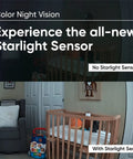 Killer 1080P HD WiFi Security Camera for Indoor and Outdoor Use showing color night vision with starlight sensor in nursery