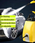 CUTPOIY 2500W High Pressure Steam Cleaner, 40s Fast Heating, 3.5L Portable Steamer with adjustable nozzle used for car cleaning.