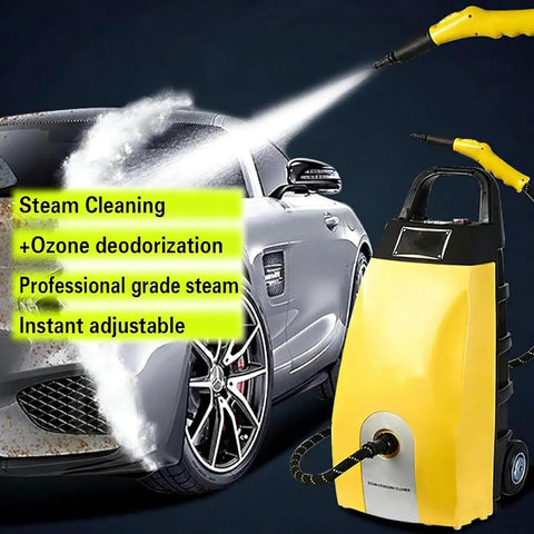 CUTPOIY 2500W High Pressure Steam Cleaner, 40s Fast Heating, 3.5L Portable Steamer with adjustable nozzle used for car cleaning.