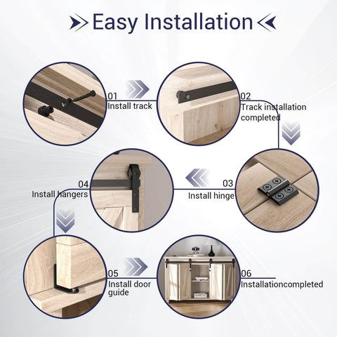 Installation process for Mini Bifold Barn Door Hardware Kit 72 Inch Sliding Track For Four Doors In Frosted Black Carbon Steel