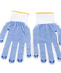 White gloves with blue grip dots included in Tree Climbing Spikes With Adjustable Steel Climber Gaffs And Multi Functional Belt Set