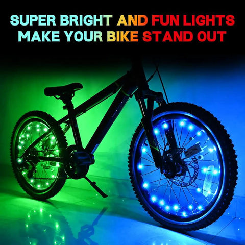 Two Wheel Pack Lit Ultra Bright LED Bike Wheel Lights Waterproof Spoke Lights For Night Riding Visible From All Angles