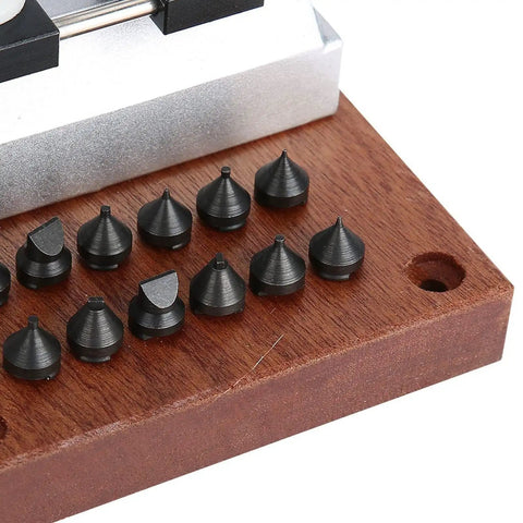 Close-up of metal tips for Metal Base Watch Case Back Opener Tool Adjustable Bench Fixture for Removing Oyster Screw Down and Snap Off Lids