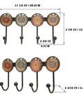 Wall Mounted Coat Rack With Four Hooks Round Brown Mandala Pattern Boho Chic Decorative Wall Hanger For Hats Keys Towels Purses Bags And Robes In Entryway Or Bathroom A Stylish Functional Home Organizer