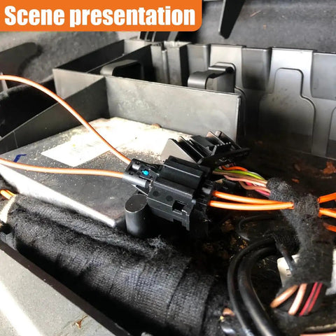 Fiber Optic Bypass Loop Adapter Set With Female And Male Connectors Your Go-To Diagnostic Tool For Cars SUVs Trucks And Optical System Testing In Black, installed in car fiber optic harness