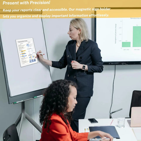 Office presentation with Ten Pack Magnetic Sign Holders 8.5 By 11 Inch Clear Plastic Sign Holders With Magnetic Strips And Adhesive Strips