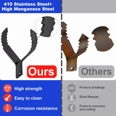 Comparison of Heavy Duty Drain Snake Drill Attachment and Cutter Auger Set with solid 410 stainless steel and rusted option.