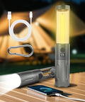 2 In 1 Rechargeable Camping Lantern And Flashlight With 6 Mode LED, USB output, LCD screen, IPX4 waterproof, 2500mAh power