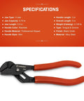 Mini Dipped Handle Tongue And Groove Pliers With Precision Grip, 4 1/2 Inch Jaw, Alloy Steel, Black Oxide Finish, Rawhide Color