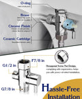 Close-up of Handheld Toilet Bidet Sprayer With 59 Inch Anti Burst Hose Chrome Finish showing parts and installation details.