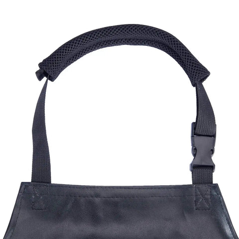 Close-up of neck strap and buckle on Unisex Heavy Duty Vinyl Waterproof Apron, Oil And Liquid Resistant, Workwear
