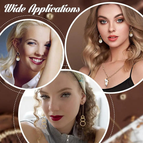Women wearing jewelry made with 150 Pcs 14K Gold Filled Twisted Open Jump Rings 6mm 8mm 10mm Sizes Gold Brass O Ring Locking Connectors.