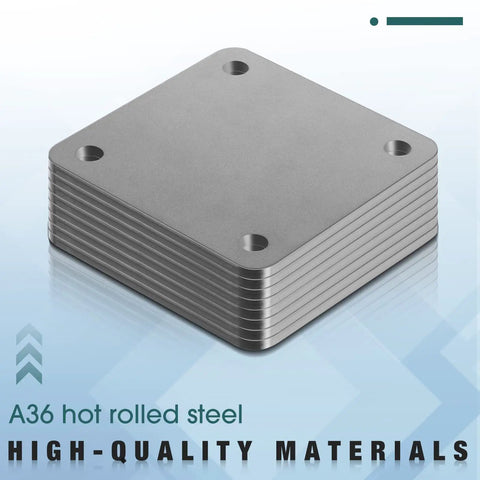 Stack of Eight Piece Five By Five Inch A36 Steel Plates One Quarter Inch Thick With Four Holes Hot Rolled