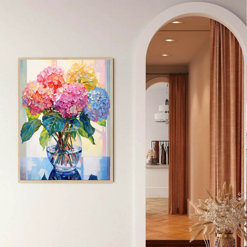 Hydrangea In Glass 5D Diamond Painting Kit For Adults Full Drill Diamond Art DIY Crystal Craft For Beginners Perfect Home Wall Decor Gift 11.8 By 15.7 Inch