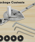 Professional Miter Gauge For Table Saw With Standard Three Quarters By Three Eighths Slot Rails parts and accessories displayed on wood background.
