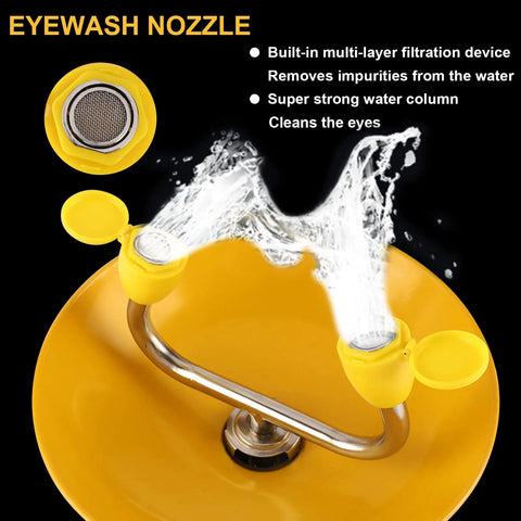Wall Mounted Eye Wash Station With Dual Nozzles And Internal Filtered Water For Fast Emergency Eye Wash And Eye Irrigation Simple To Use First Aid Gear For High Risk Worksites And Industrial Safety